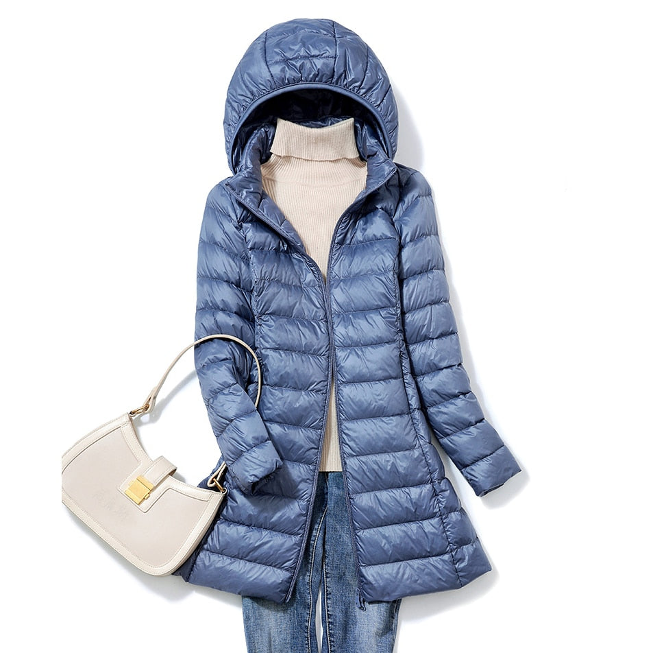 Women's down jacket | Lightweight with hood | Winter