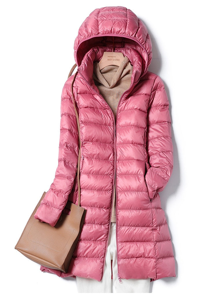 Women's down jacket | Lightweight with hood | Winter