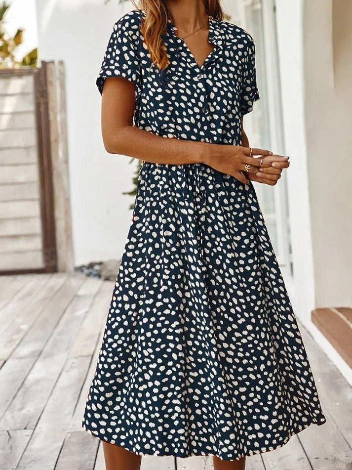 Maya | Kleid im Vintage-Stil mit modernem Komfort-Marineblau-S-Becker Boutique