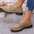 Women’s Chunky Loafers | Beige Platform Shoes