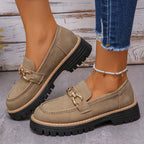 Women’s Chunky Loafers | Beige Platform Shoes