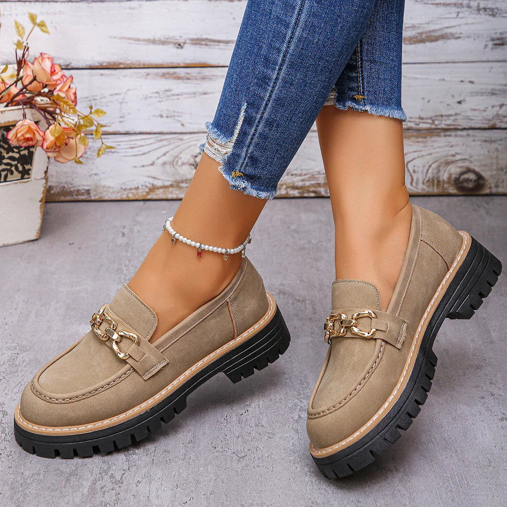 Women’s Chunky Loafers | Beige Platform Shoes