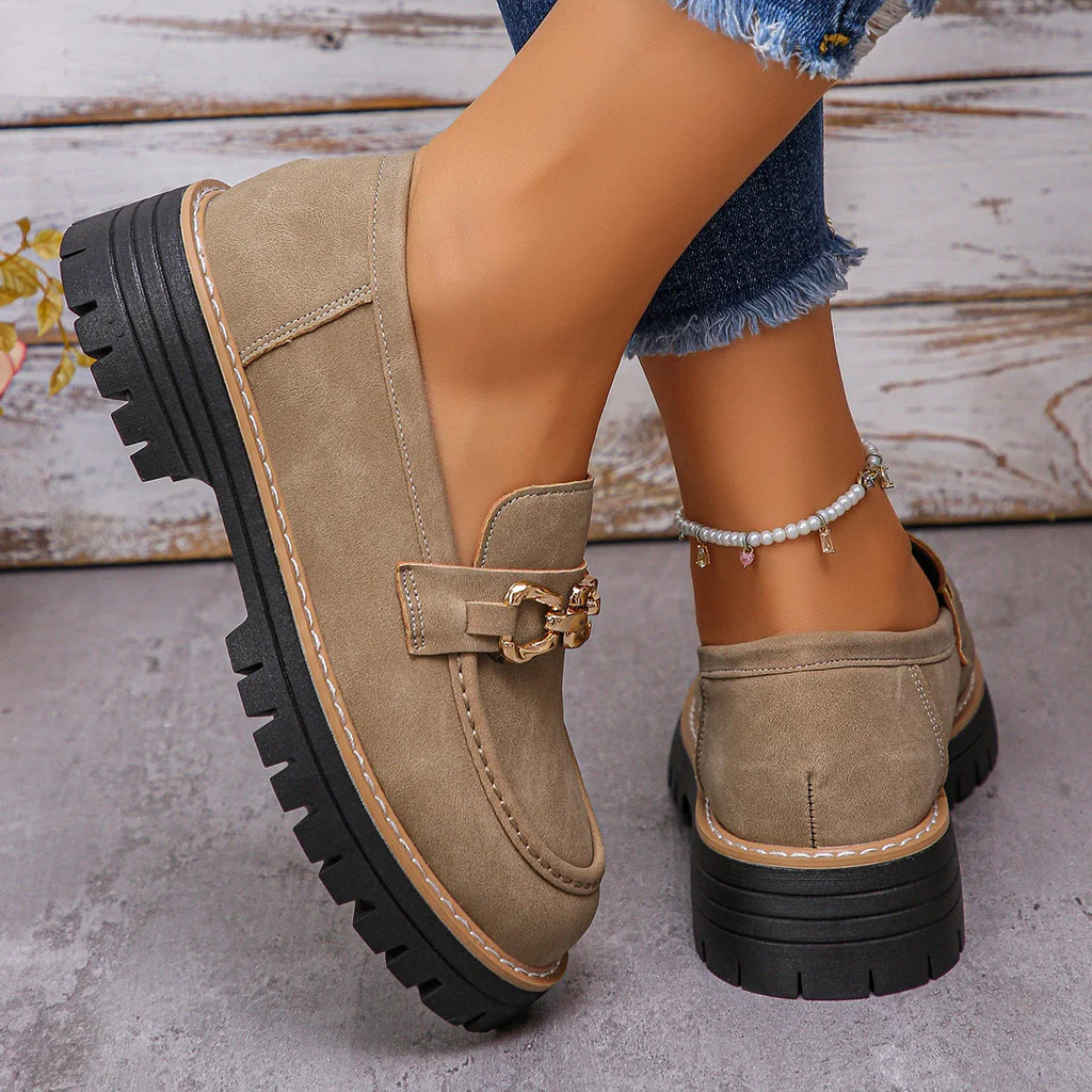Women’s Chunky Loafers | Beige Platform Shoes
