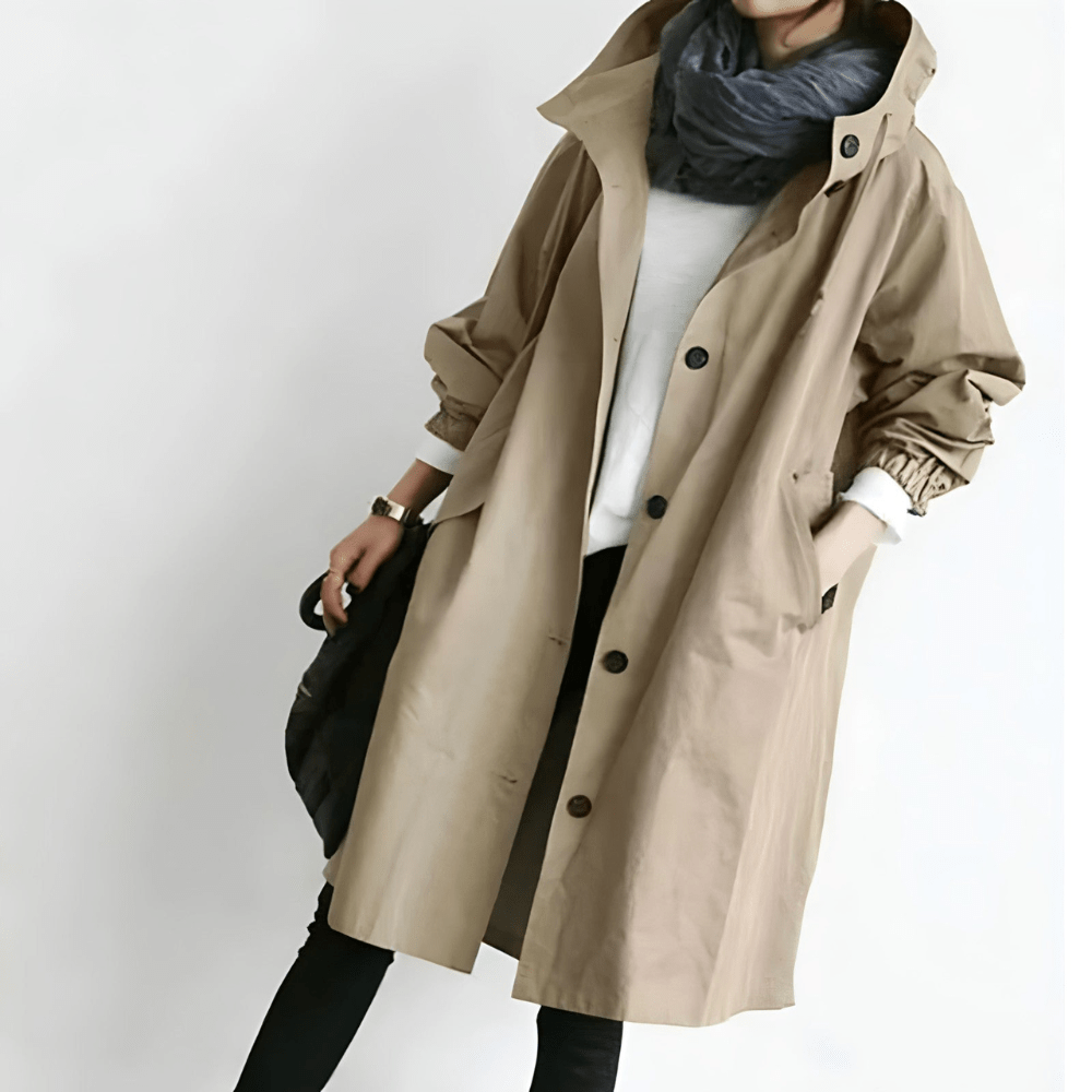Leichter Trench Coat Damen mit Kapuze | Wetterfest