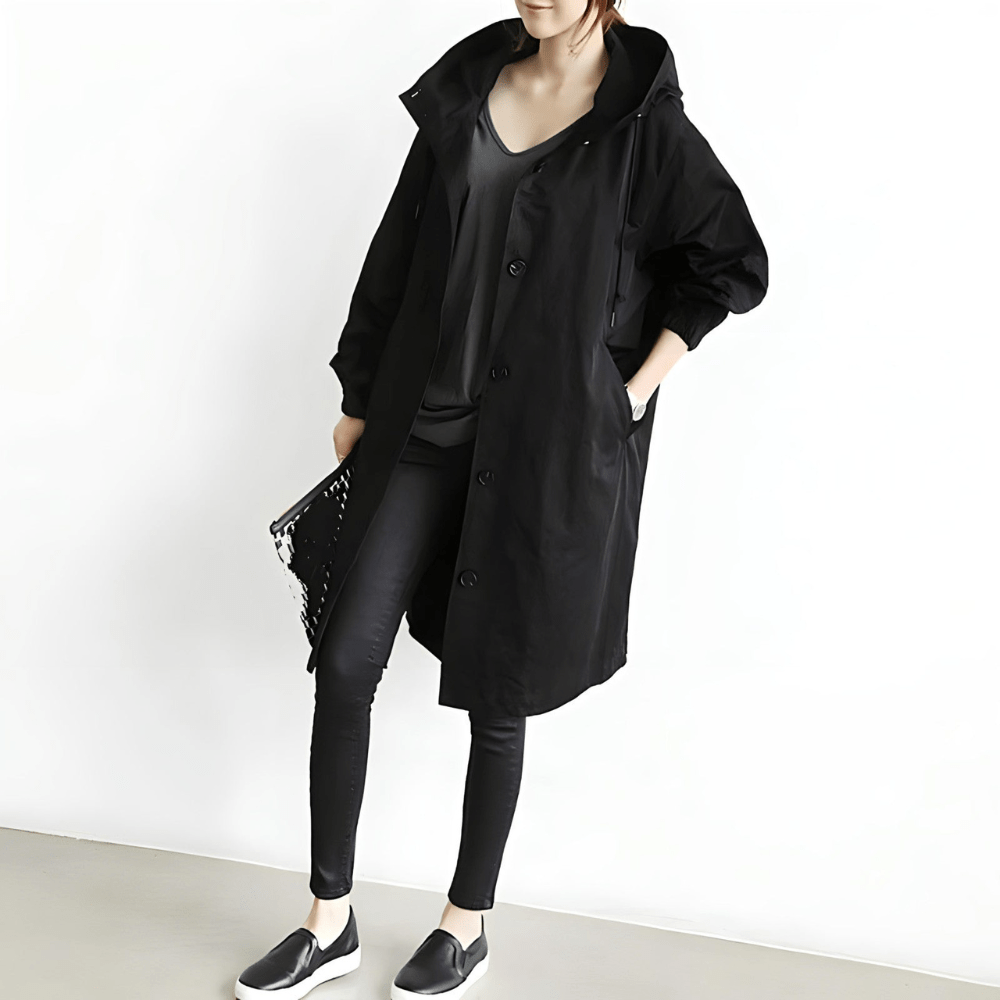 Leichter Trench Coat Damen mit Kapuze | Wetterfest