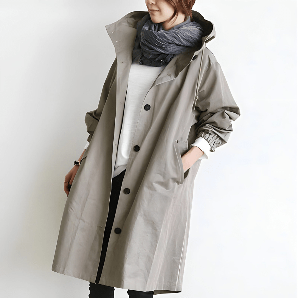Leichter Trench Coat Damen mit Kapuze | Wetterfest