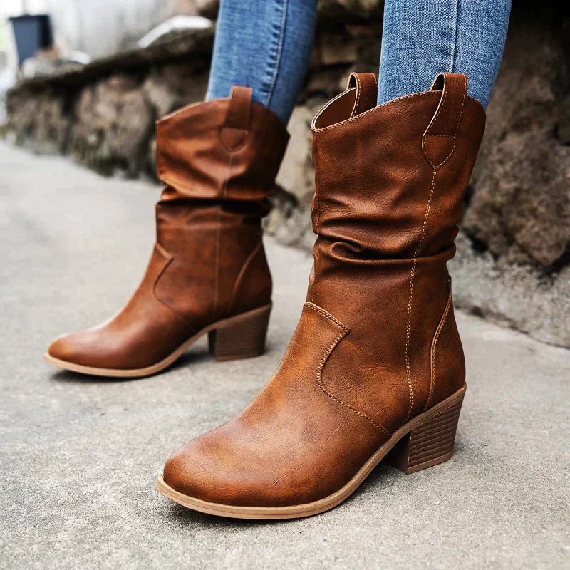Damen Leder Stiefeletten | Cow Boy
