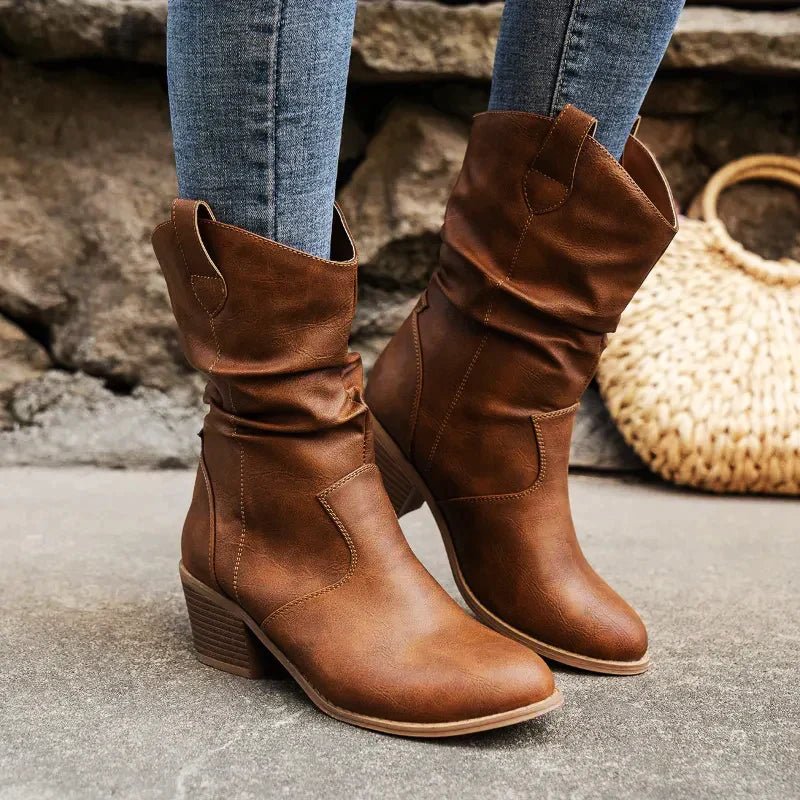 Damen Leder Stiefeletten | Cow Boy