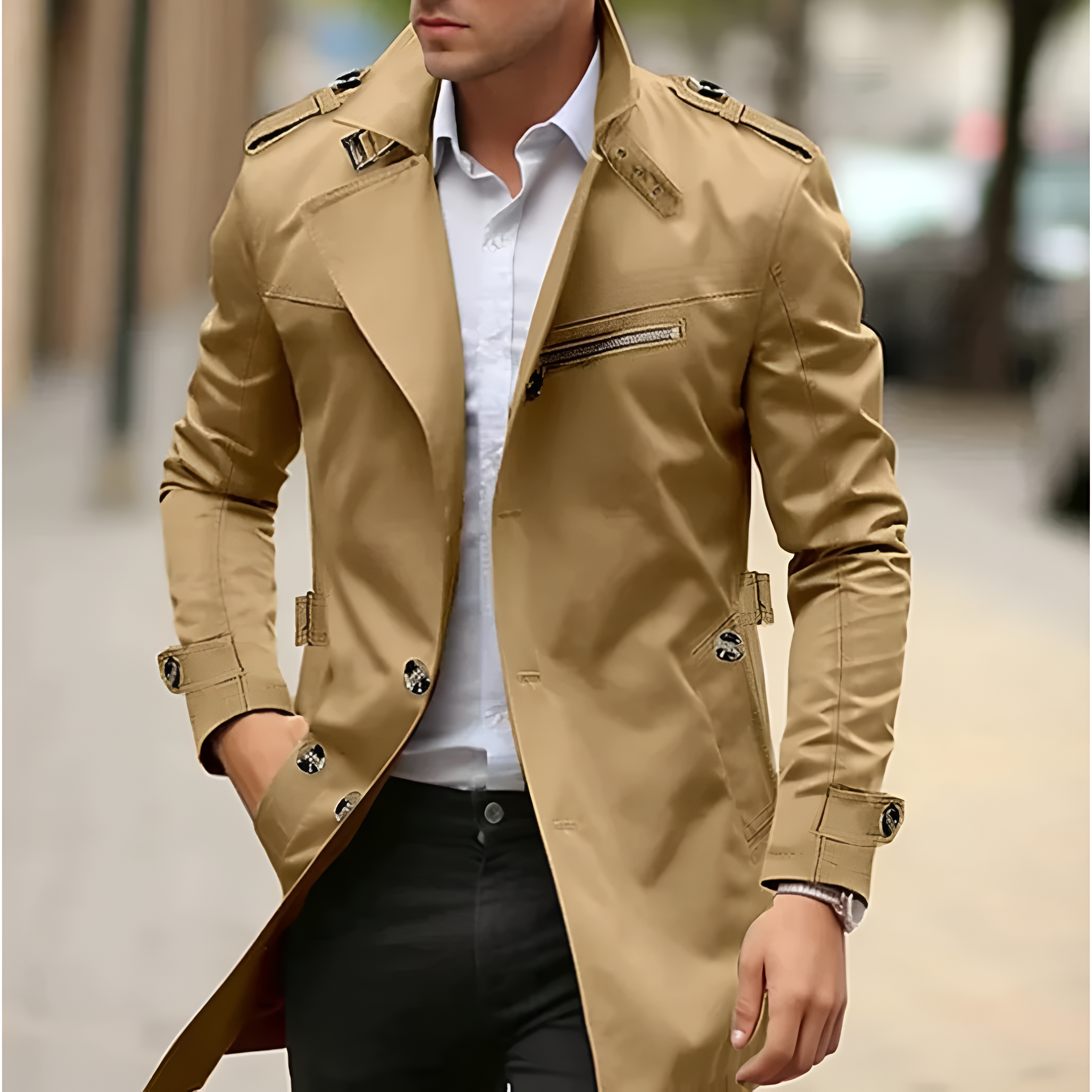 Gio | Eleganter Frühlings-Trenchcoat für Männer-Braun-XS-Becker Boutique