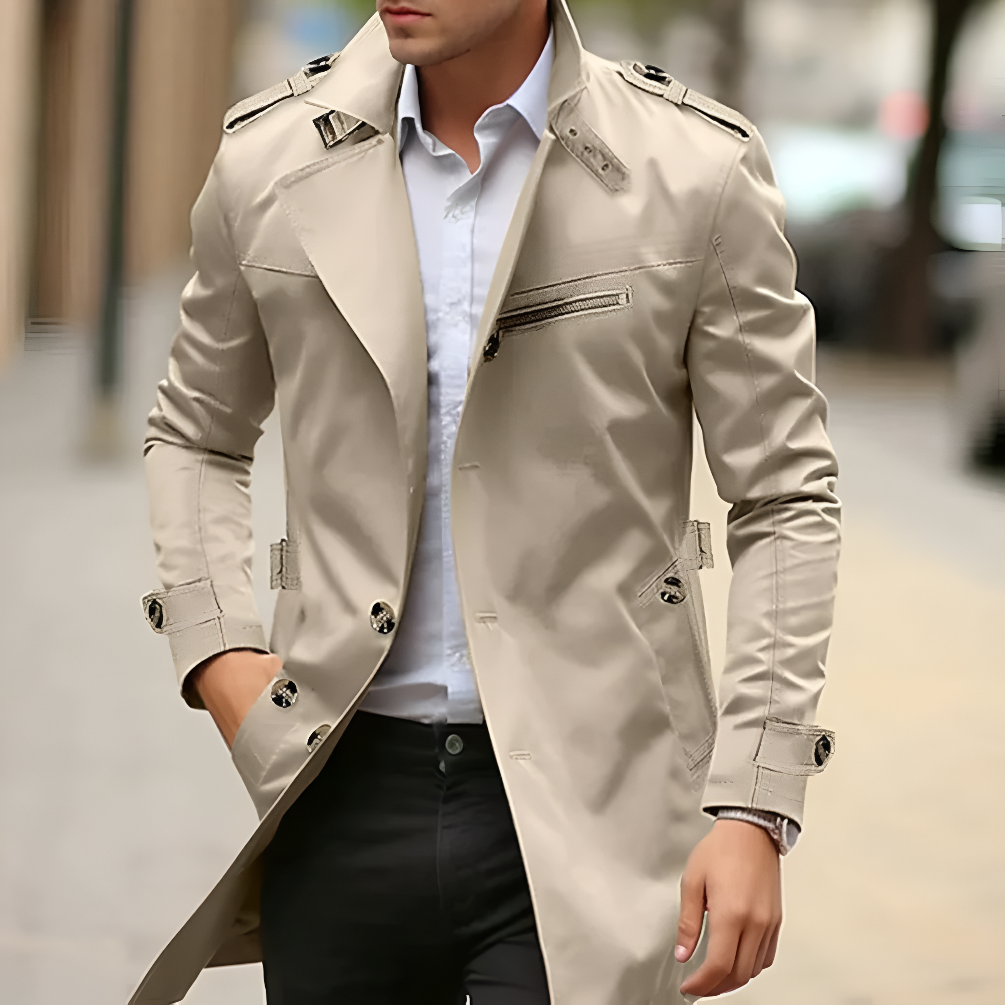 Gio | Eleganter Frühlings-Trenchcoat für Männer-Beige-XS-Becker Boutique