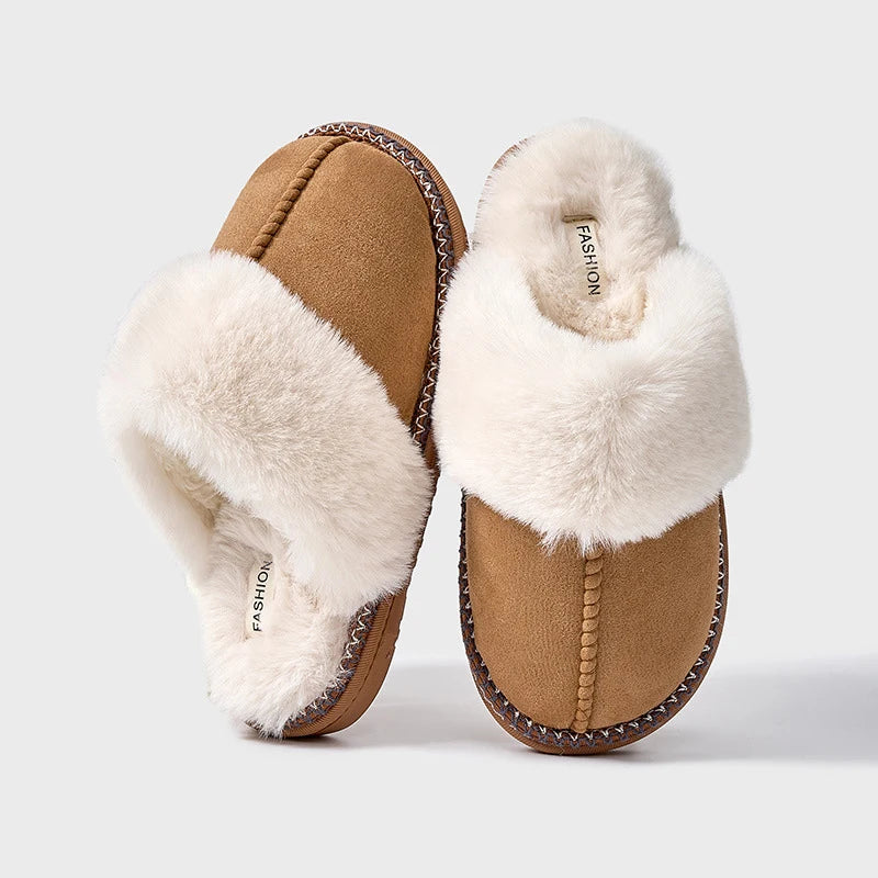 Women’s Slippers | Slip-On with Fur Collar & Open Heel