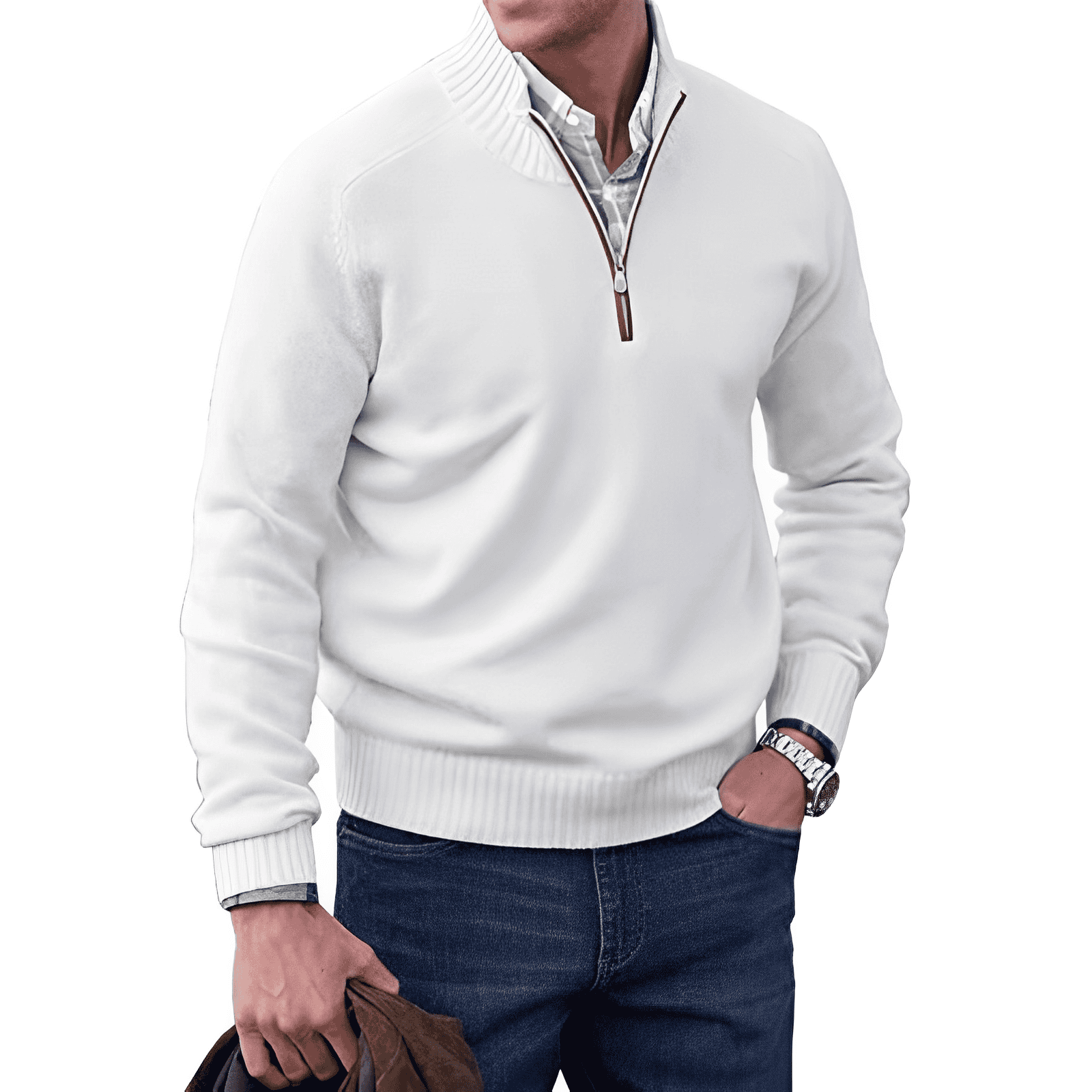 Emil | Eleganter Kaschmir-Gefühl Pullover mit Reißverschluss