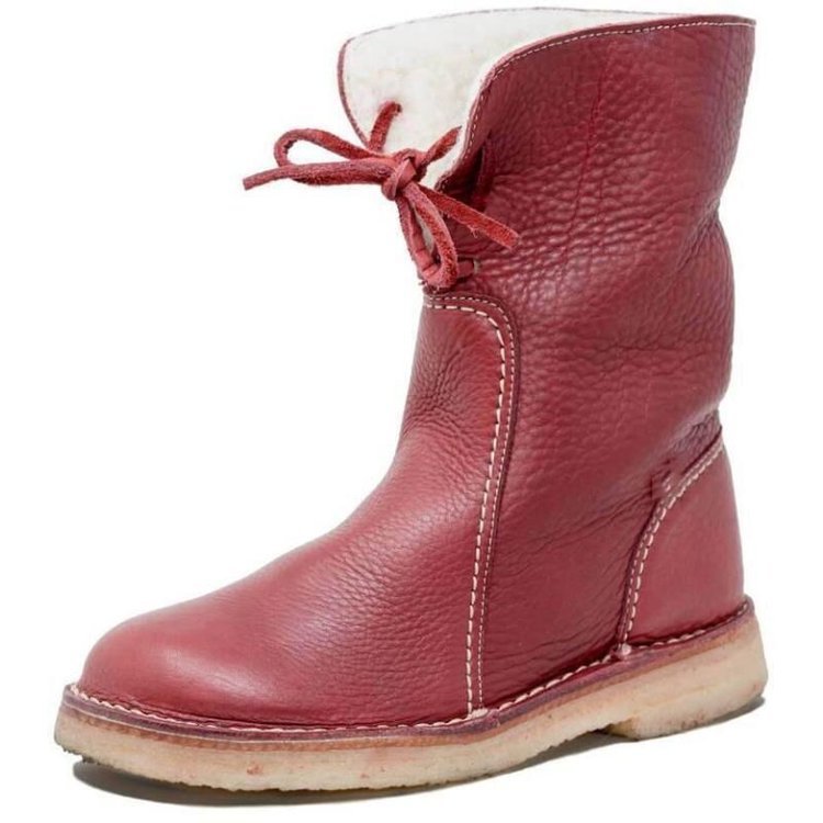 Wilma | Hochwertige Leder-Winterstiefel mit Fleecefutter-Rot-35-Becker Boutique