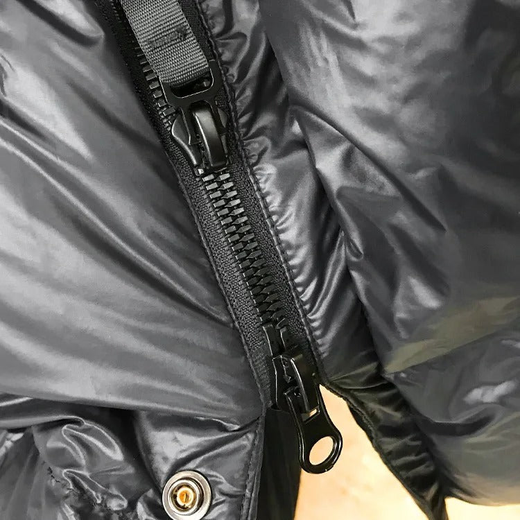 Phoebe | Schwarze Long Puffer-Daunenjacke für Frauen