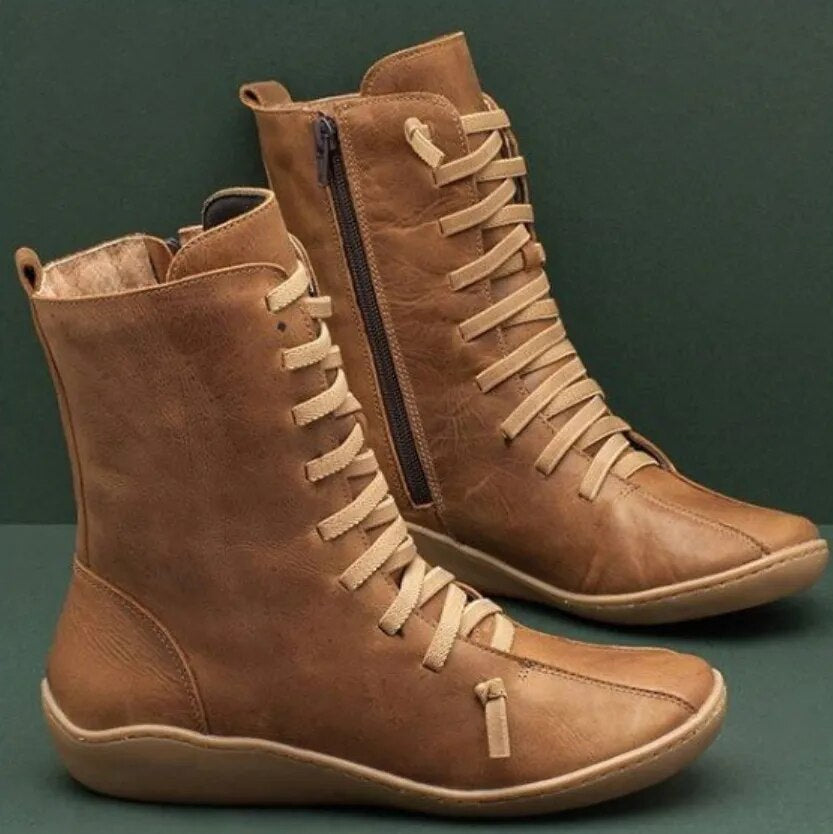 Bianci | Vintage Lange Stiefel ich Schnürsenkel-Braun-35-Becker Boutique