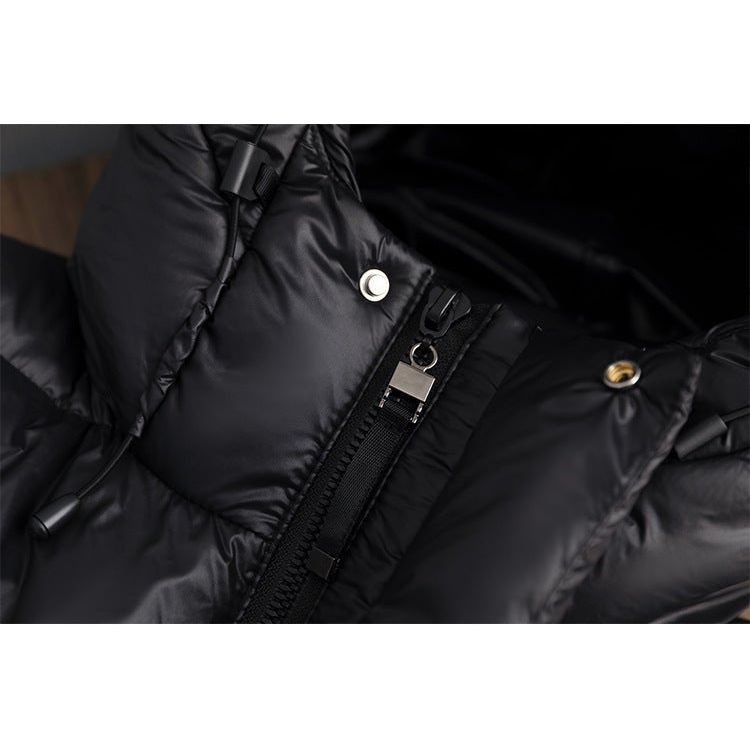 Phoebe | Schwarze Long Puffer-Daunenjacke für Frauen