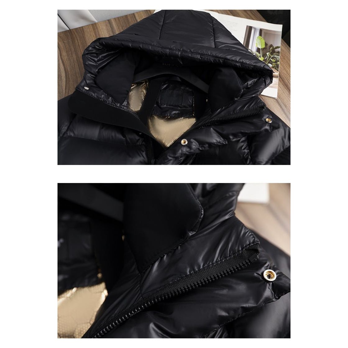 Phoebe | Schwarze Long Puffer-Daunenjacke für Frauen